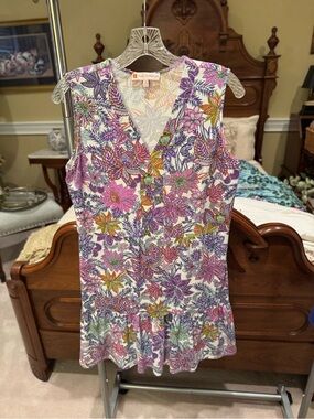 Jude Connelly Sleeveless Peplum dress - Pink & Purple, yellow, white.